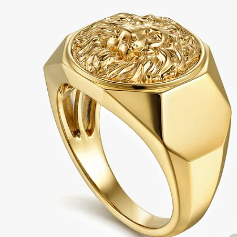 Jzora handmade lion head high polished finish men’s ring