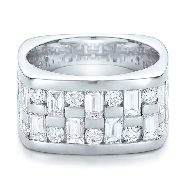 Jzora handmade wide emerald&round cut multi-stone anniversary sterling silver ring