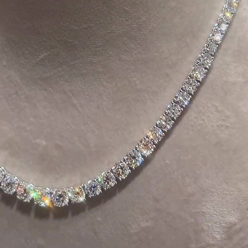 Jzora handmade stunning statement round brilliant cut tennis necklace