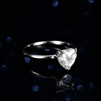 Jzora handmade 2ct heart cut Moissanite sterling silver engagement ring