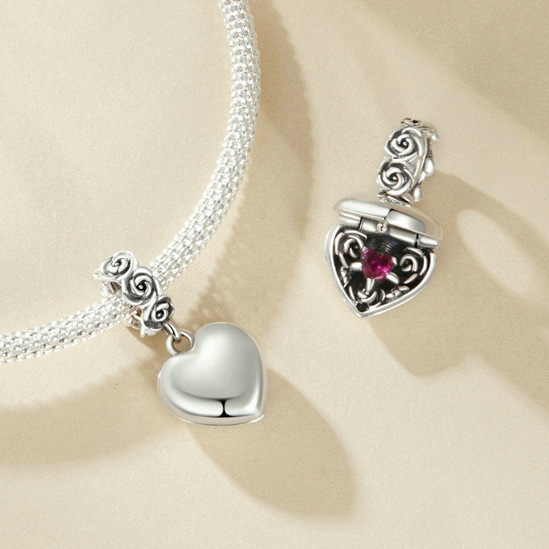 Jzora Romantic Rose Proposal Box Sterling Silver Charm