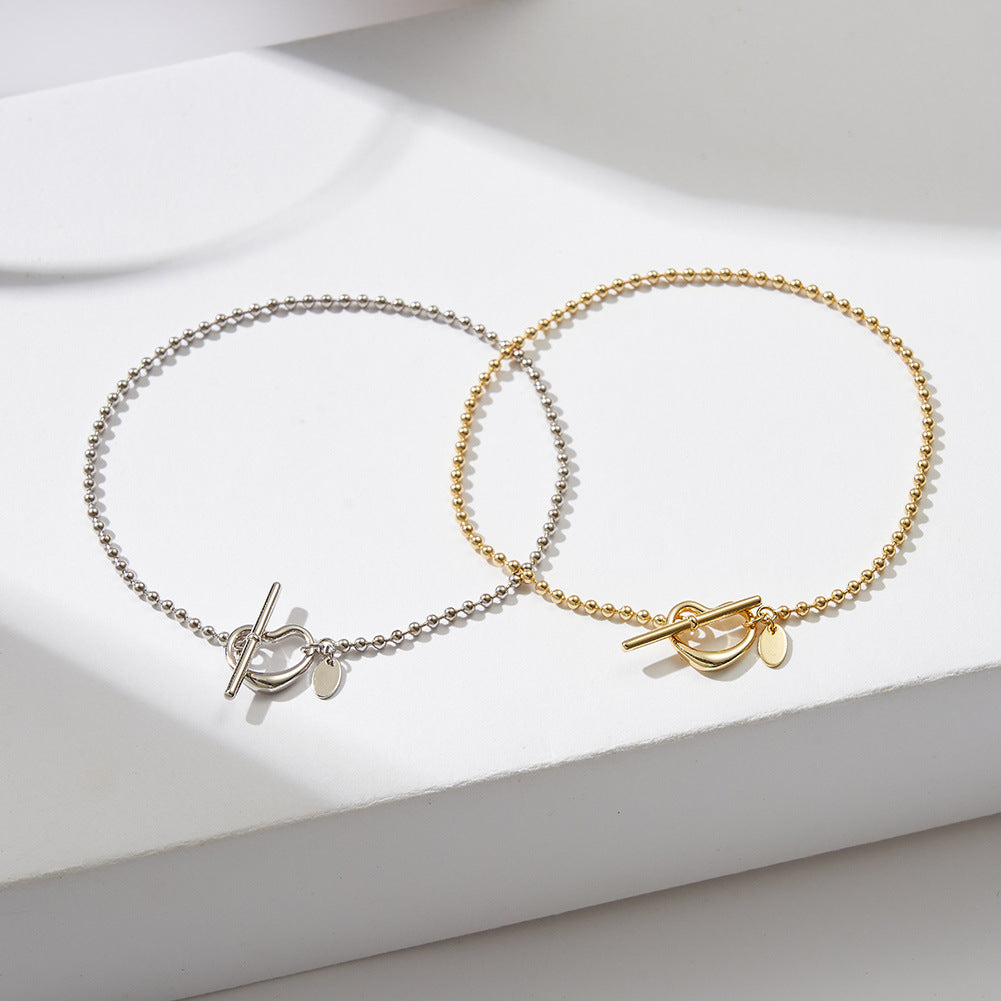 Jzora handmade heart snap sterling silver anklet