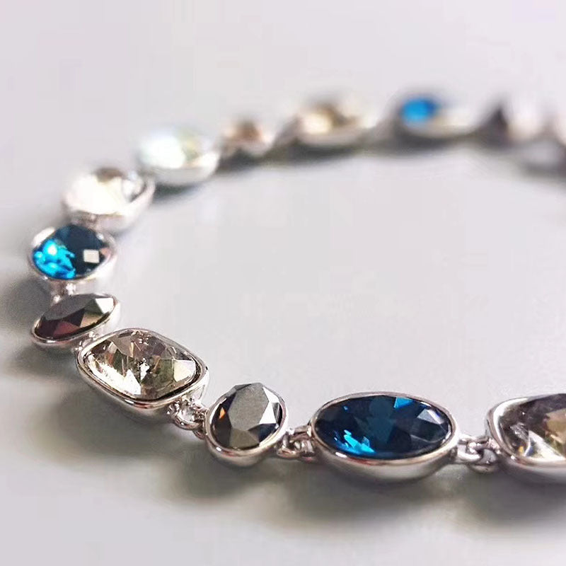 Jzora handmade multi-stone brilliant tennis alloy bracelet