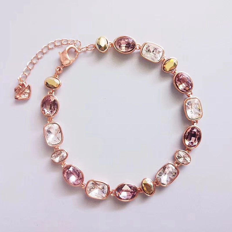 Jzora handmade multi-stone brilliant tennis alloy bracelet