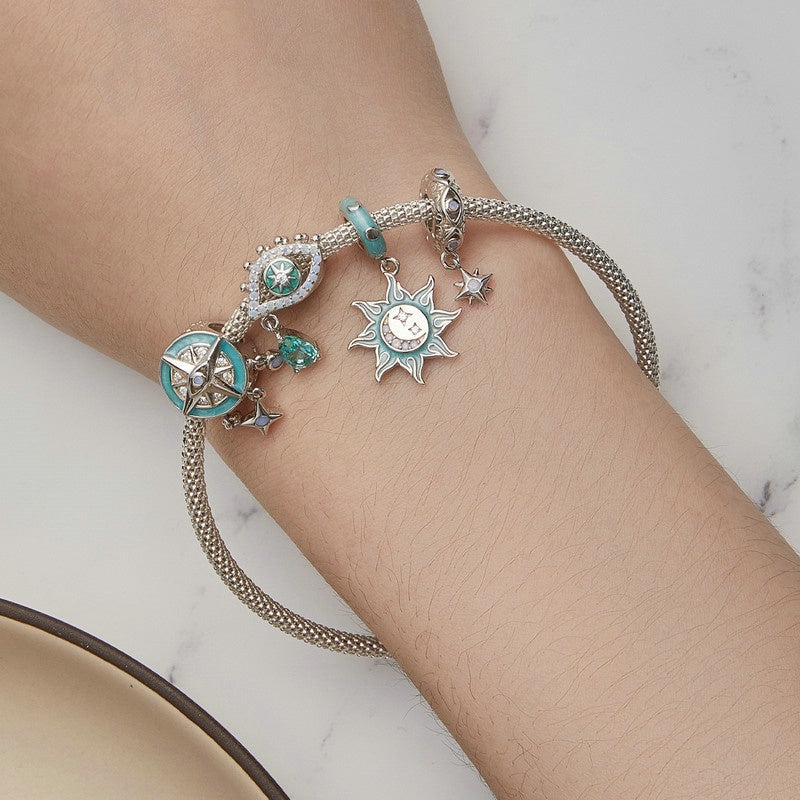 Jzora Mystic Vintage Opal Sun Sterling Silver Charm