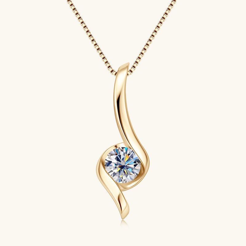 Jzora handmade 1ct round cut Moissanite diamond sterling silver necklace
