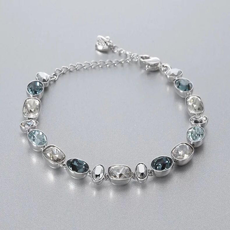 Jzora handmade multi-stone brilliant tennis alloy bracelet