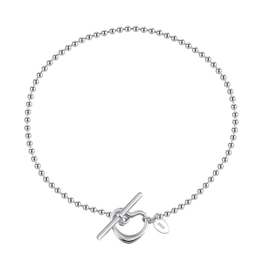 Jzora handmade heart snap sterling silver anklet