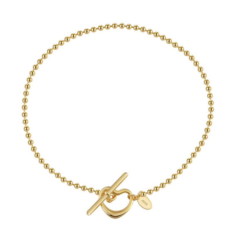 Jzora handmade heart snap sterling silver anklet