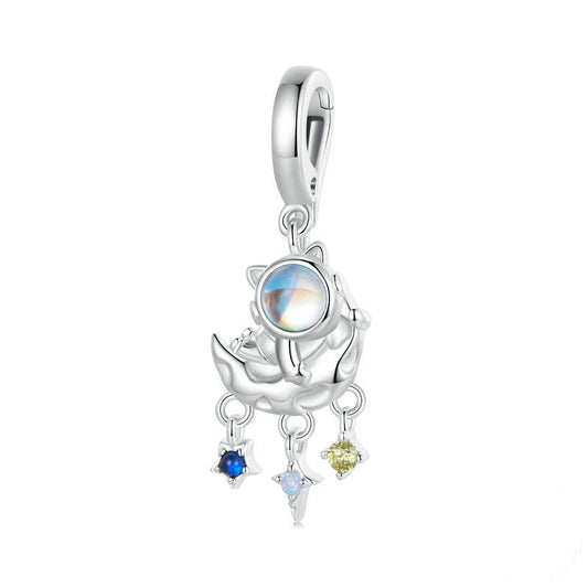 Jzora Star Moon Astronaut Sterling Silver Charm