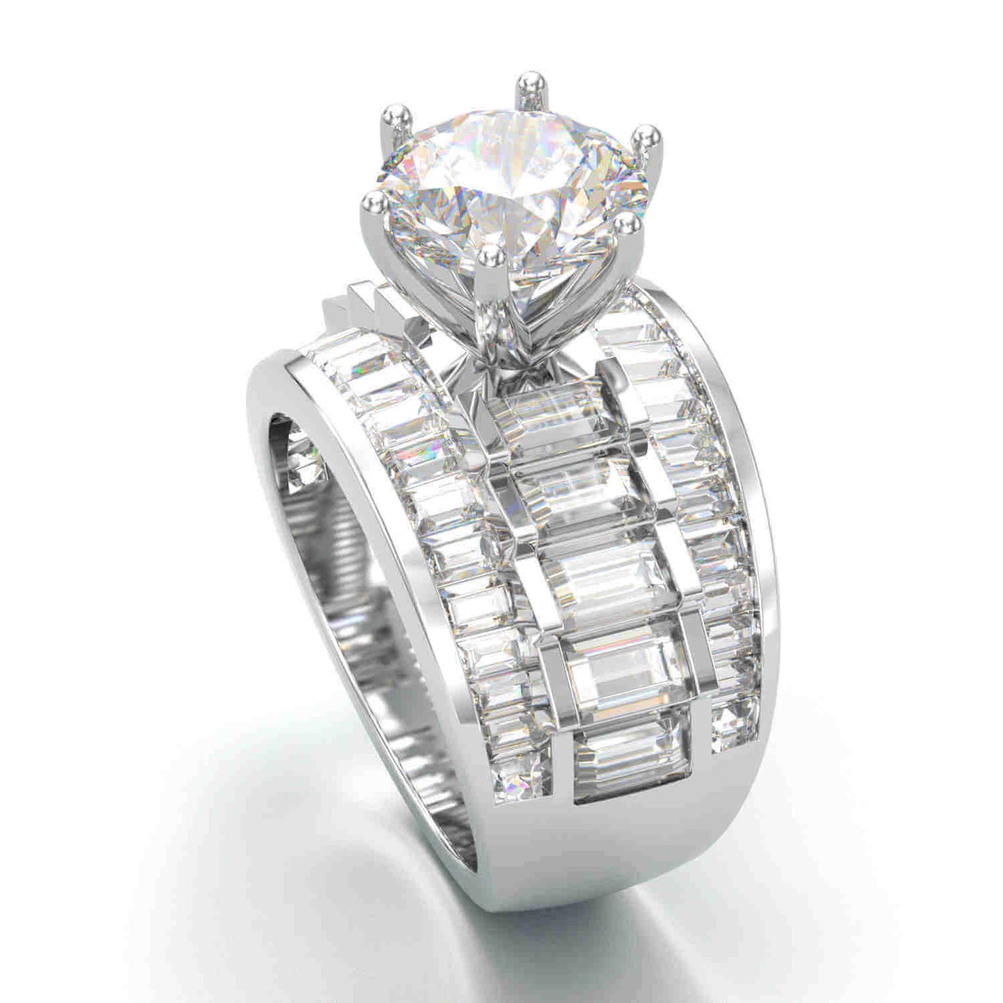 Jzora handmade round cut vintage sterling silver engagement wedding ring