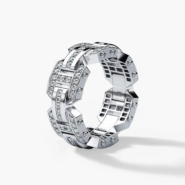 Jzora Handmade Men’s Geometric Ring – Bold Statement Band for Modern Style