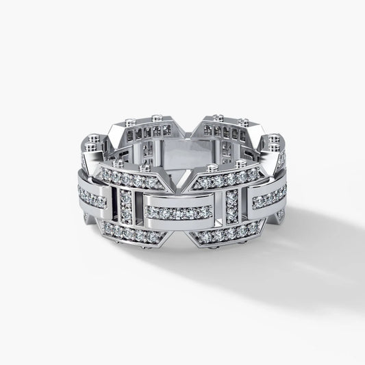 Jzora Handmade Men’s Geometric Ring – Bold Statement Band for Modern Style