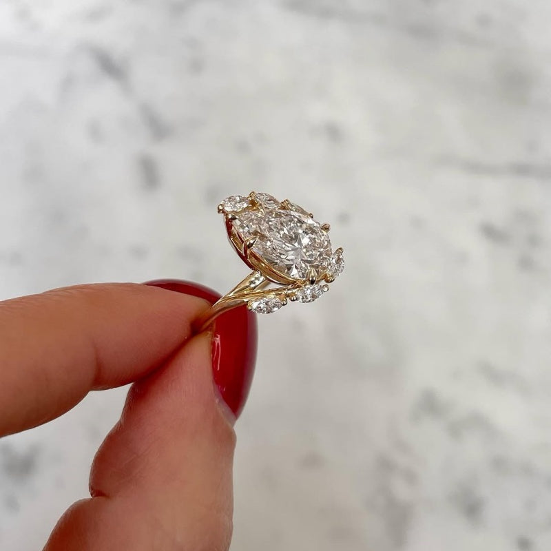 Jzora handmade 4ct gold pear cut grace fashion ring