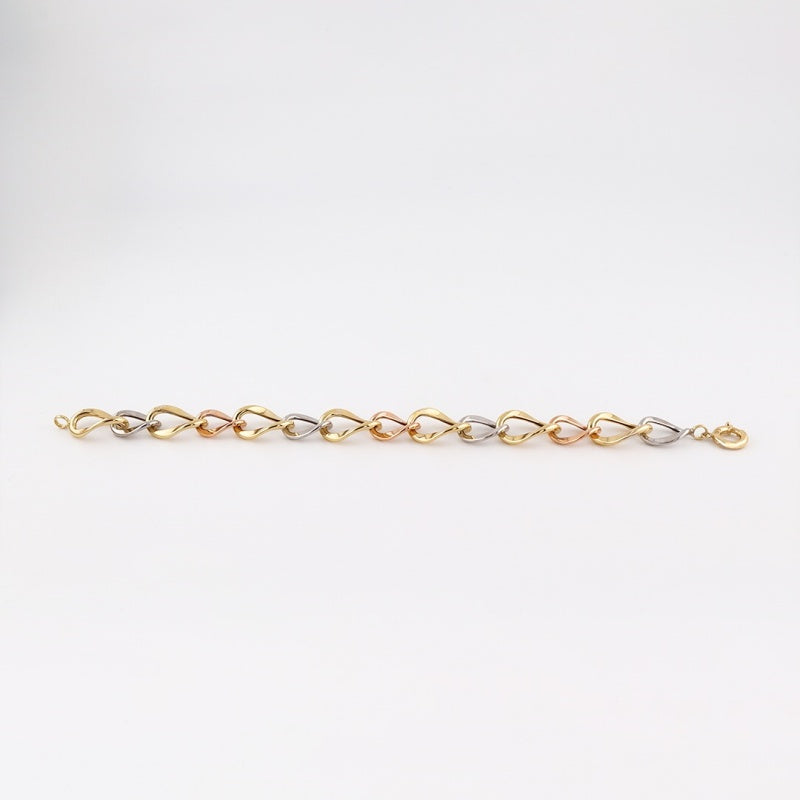 Jzora handmade elegant tri-color twisted link bracelet
