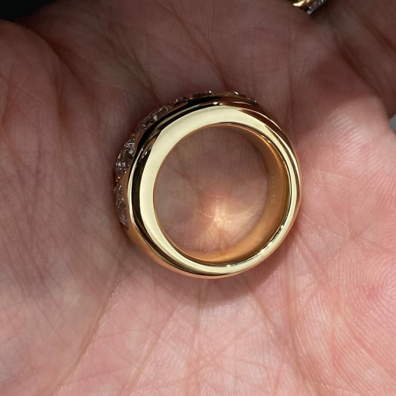 Jzora handmade brilliant round & cushion cut gold men's band ring