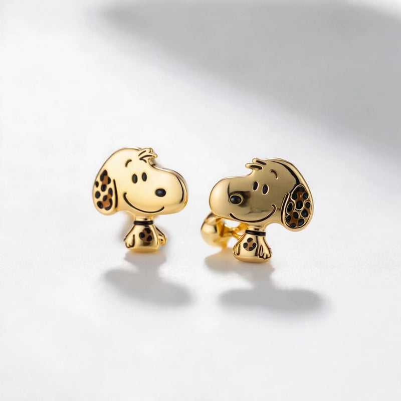 Jzora handmade dorable gold leopardprint pupsy sterling silver stud earrings