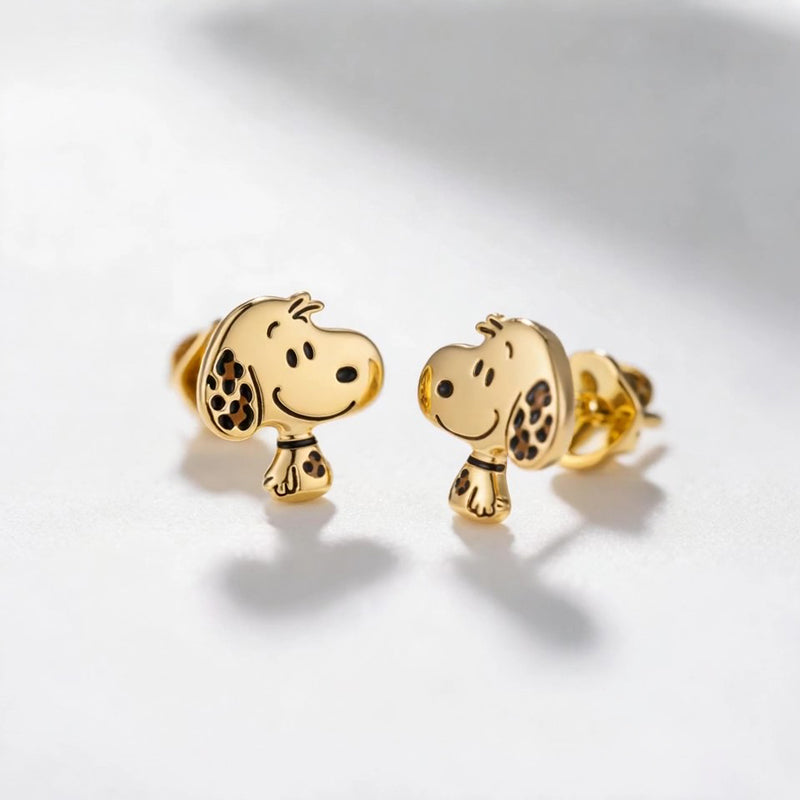 Jzora handmade dorable gold leopardprint pupsy sterling silver stud earrings