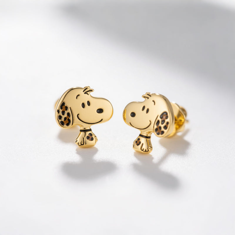 Jzora handmade dorable gold leopardprint pupsy sterling silver stud earrings