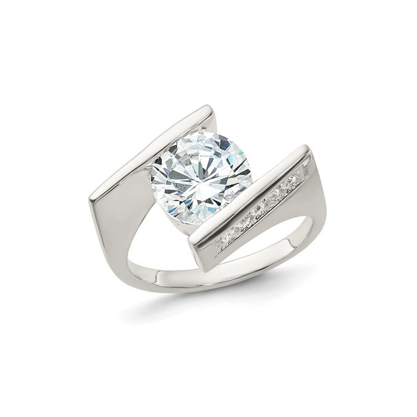 Jzora handmade round cut open band moissanite sterling silver ring