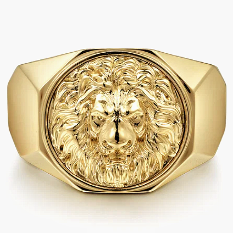 Jzora handmade lion head high polished finish men’s ring