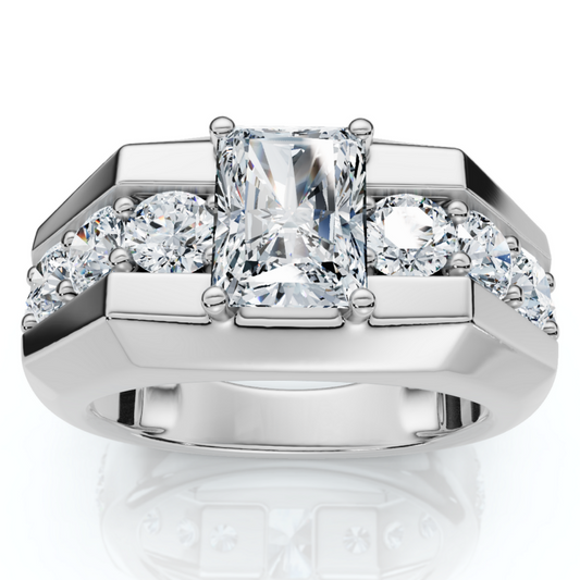 Jzora handmade 6.5ct radiant cut majestic & luxury men's statement ring