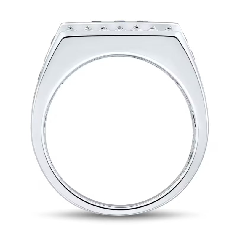 Jzora Handmade Sapphire Princess Cut Premium Modern Design Men's Ring