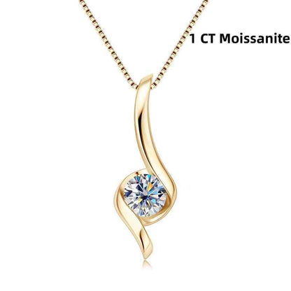 Jzora handmade 1ct round cut Moissanite diamond sterling silver necklace