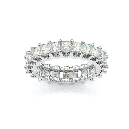 Jzora Princess Cut Classic Diamond Sterling Silver Women's Band Eternity Wedding Ring