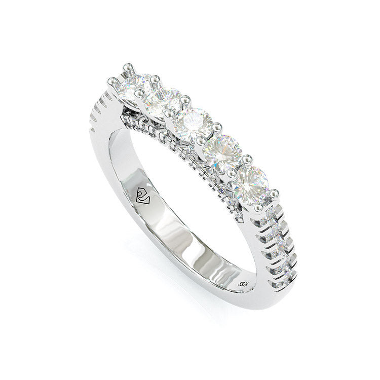 Jzora handmade round cut eternity sterling silver wedding band