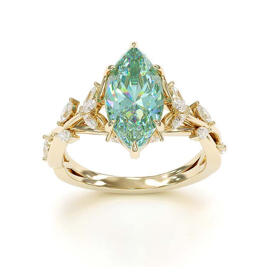 Jzora marquise cut aquamarine diamond wedding ring sterling silver engagement ring
