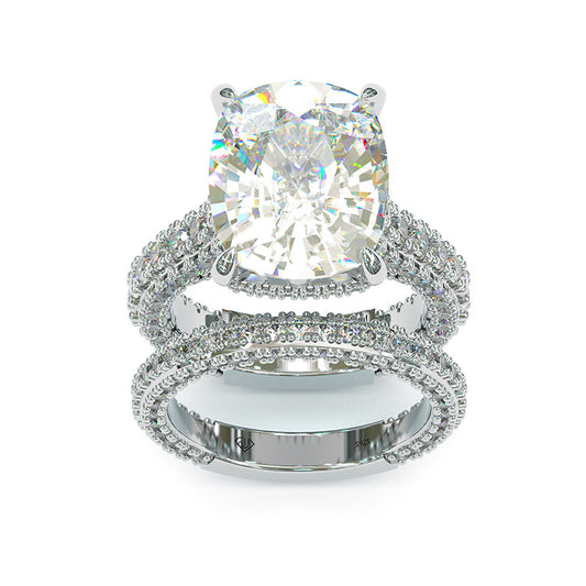 Jzora vintage cushion cut wedding ring anniversary ring 2pcs bridal set