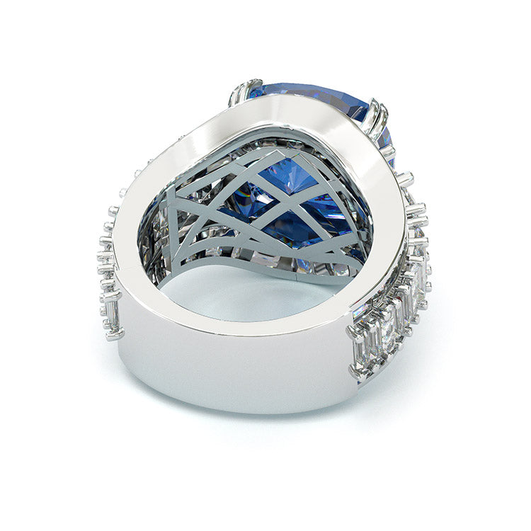 Jzora cushion cut sapphire diamond sterling silver vintage engagement ring