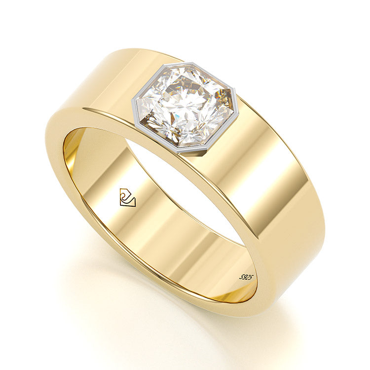 Jzora handmade asscher cut 1.75 ct diamond classic sterling silver men's band