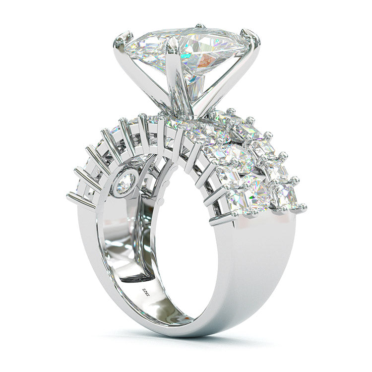 Jzora Oval Cut Handmade Diamond Sterling Silver Engagement Ring