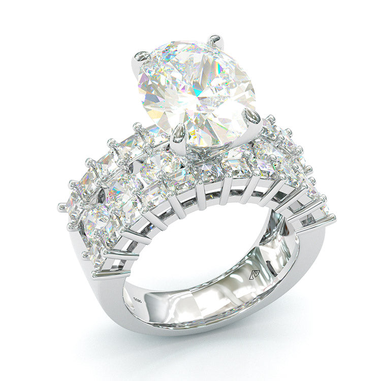 Jzora Oval Cut Handmade Diamond Sterling Silver Engagement Ring
