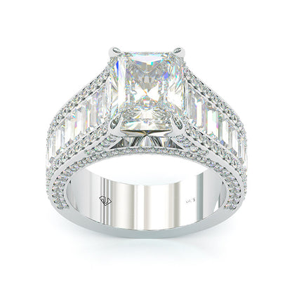 Jzora handmade emerald cut created diamond sterling silver engagement ring