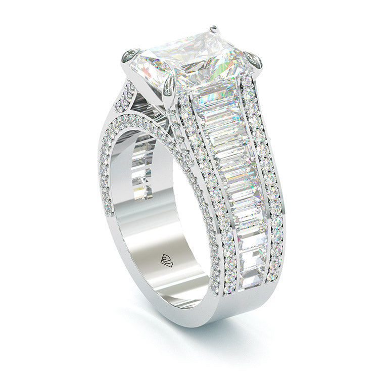 Jzora handmade emerald cut created diamond sterling silver engagement ring
