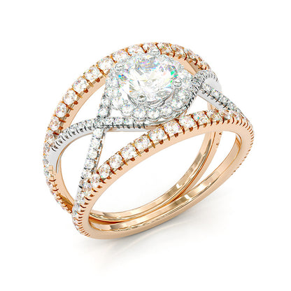 Jzora handmade vintage round cut sterling silver split shank engagement ring wedding ring