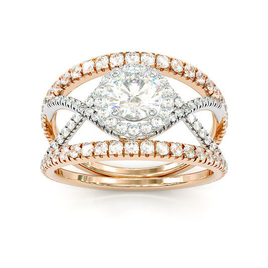 Jzora handmade vintage round cut sterling silver split shank engagement ring wedding ring