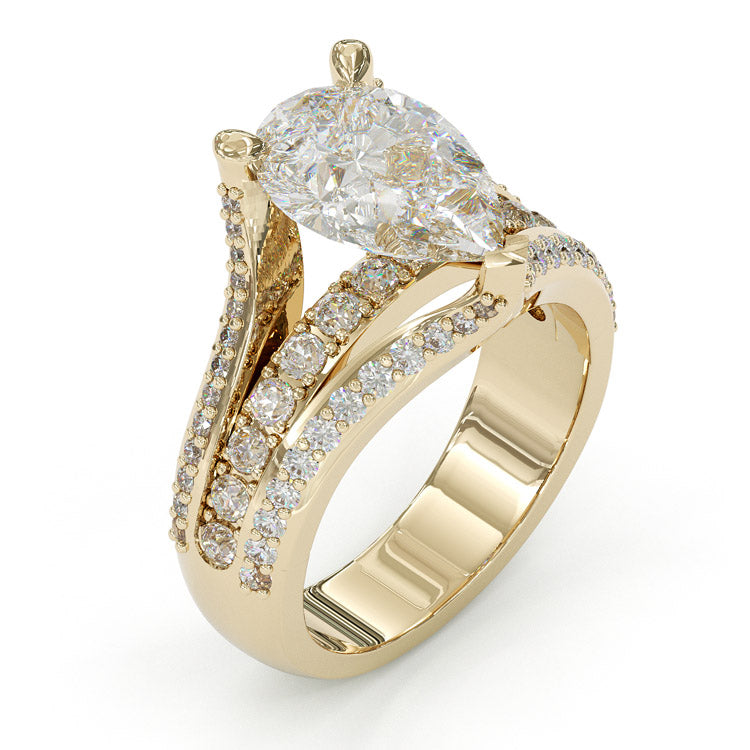 Jzora handmade pear cut created diamond sterling silver engagement ring