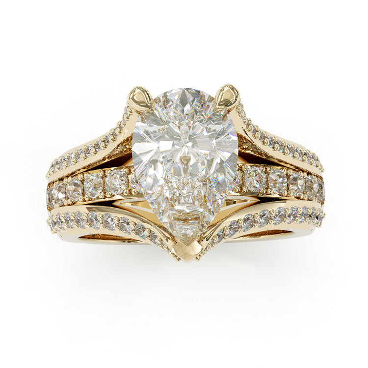 Jzora handmade pear cut created diamond sterling silver engagement ring