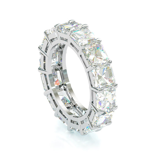Jzora Cushion Cut Classic Diamond Sterling Silver Women's Band Wedding Ring