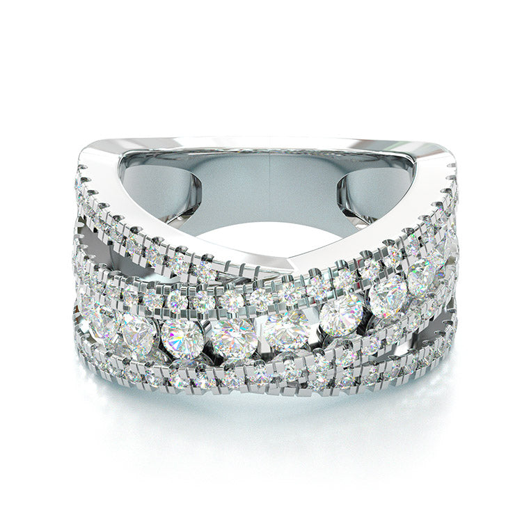 Jzora Round Cut Vintage Sterling Silver Women's Band Eternity Wedding Ring