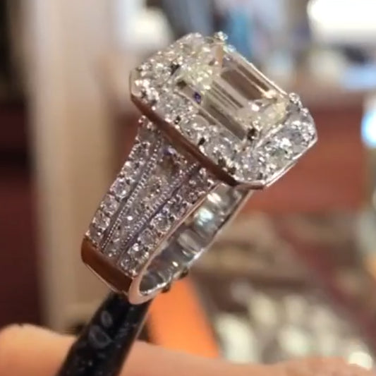 Jzora handmade radiant cut sterling silver engagement ring
