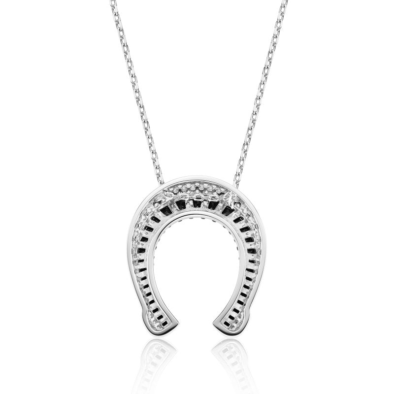 Jzora Handmade Classic horseshoe Sterling Silver Diamond Necklace