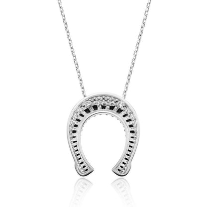 Jzora Handmade Classic horseshoe Sterling Silver Diamond Necklace