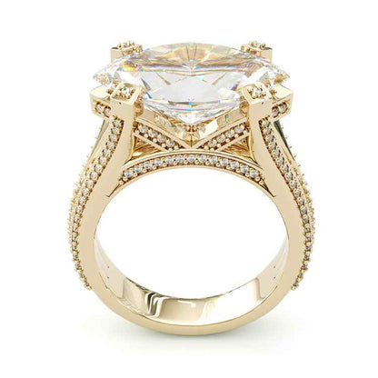 Jzora Handmade Gold Marquise Cut Vintage Sterling Silver Wedding Engagement Ring