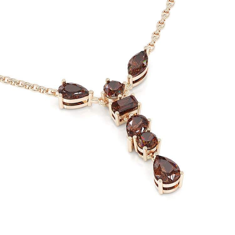 Jzora Handmade D Coffee Multi Shape Diamond Sterling Silver Necklace