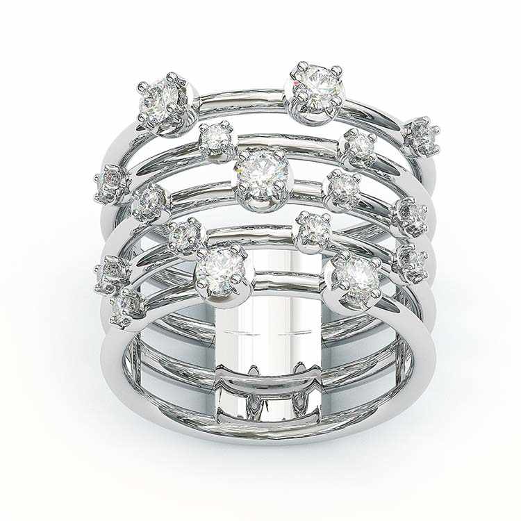 Jzora handmade white round cut multi row vintage women's band ring